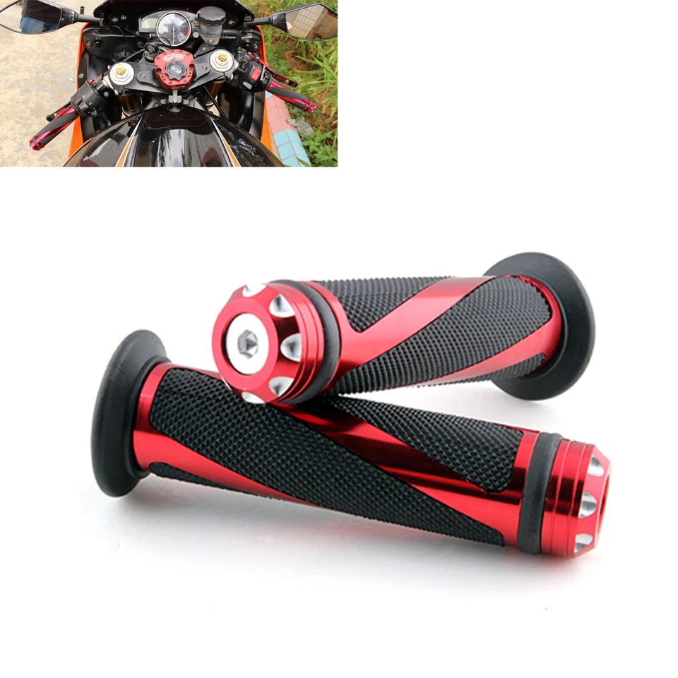 Custom 7/8" Motorcycle Handlebar Hand Grips Rubber For Kawasaki Ninja ZX6R ZX10R - Image 2 of 4