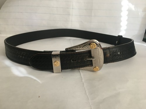 Black Leather Western Style Belt with 