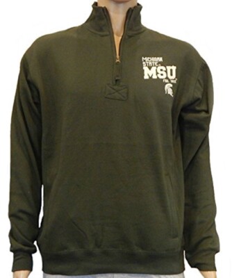 Michigan State University Spartans Embroidered Team Logo Quarter Zip  Sweatshirt