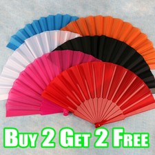 Ladies Hand Held Folding Fan Plain Design Paper Party Wedding Prom Dance Decor