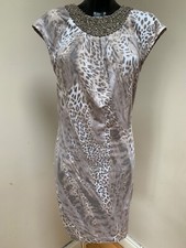 AIRFIELD DRESS Midi 10 T-shirt Eu 36 beaded neck beige leopard print casual jers