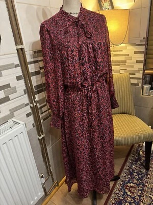 Vestido para mujer Oui rosa y negro manga larga maxi talla UK12 NUEVO CON ETIQUETAS 199 £ - Imagen 1 de 4