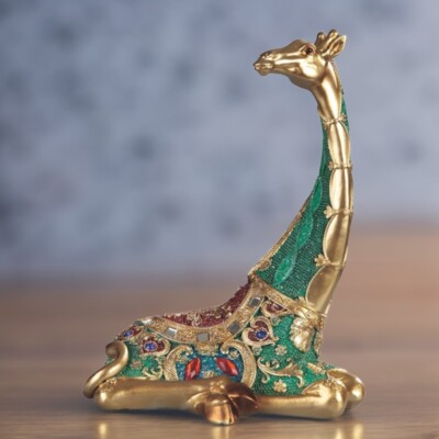 #ad 10quot;H Green Giraffe Sitting Figurine Ornament Home Decor Unique Gift $42.14
