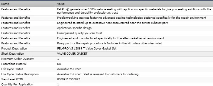 Nuevo juego de juntas de cubierta de válvula Fel-Pro para camioneta Chevrolet G10 1968-1973 V8-5,0 L Foto 2 de 4