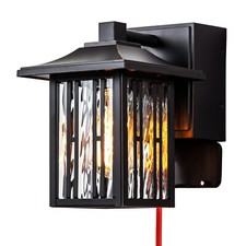 FTL Outdoor Porch Lights with GFCI Outlet Bla...