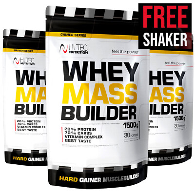 WHEY MASS BUILDER 1500g + Random Shaker Free   Hochkalorisch für Muskelaufbau