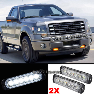 2X 6 LED White Emergency Hazard Warning Flash Strobe Beacon Caution Light Bar#95