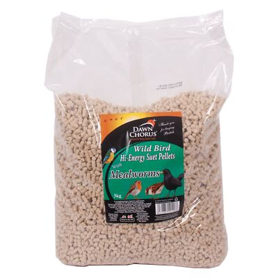 Hi-Energy Suet Pellets 3 kg mit Mehlwürmern Wildvogelfutter Dawn Chorus