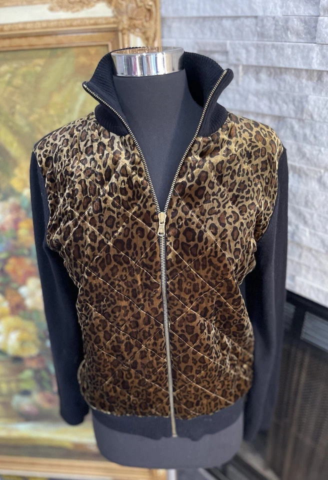 Suéter Lauren Ralph Lauren Estampado Leopardo Mezcla de Lana de Seda Cremallera Talla Mediana Foto 2 de 4