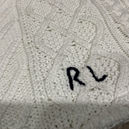 Ralph Lauren Highland Bradbury RL Monogrammed Knit Deco Throw Pillow 20x20” $215 - Picture 2 of 5
