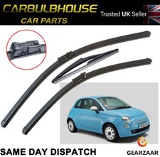 Spazzole Tergicristallo Anteriori e Posteriori per Ford KA Fiat 500 2001-2014 Push Tab 3pz