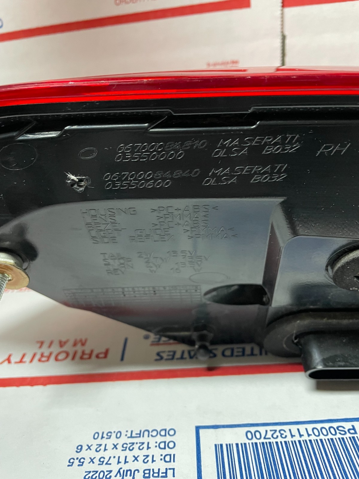 6800084840 Maserati Ghibli 14-20 M157 Rear Right Pass Side Outer Tail Light Lamp