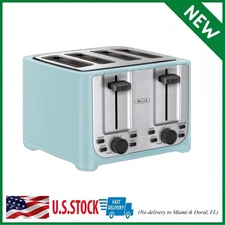 4 Slice Aqua Toaster With Wide Slots Temperature Control And Easy Cleanup