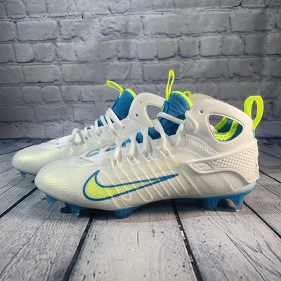 Nike Huarache 9 Elite Mid LAX SE Cleats White Blue Volt FV6149-100 Mens Sz 8.5