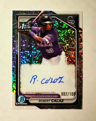 Robert Calaz 2024 1st Bowman Chrome AUTO Mini-Diamond REFRACTOR 002/100 Raw z2