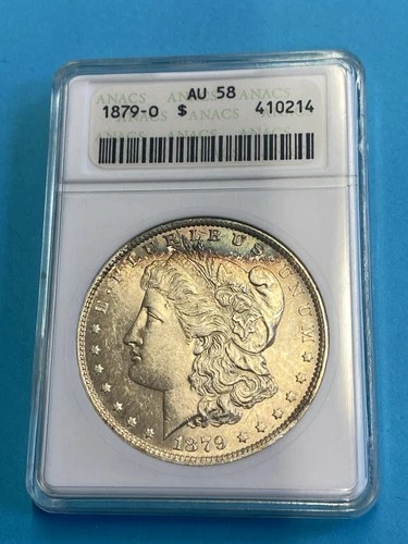 1879-O $1 ANACS AU 58 Details Morgan Silver Dollar Old Holder Nicely Toned