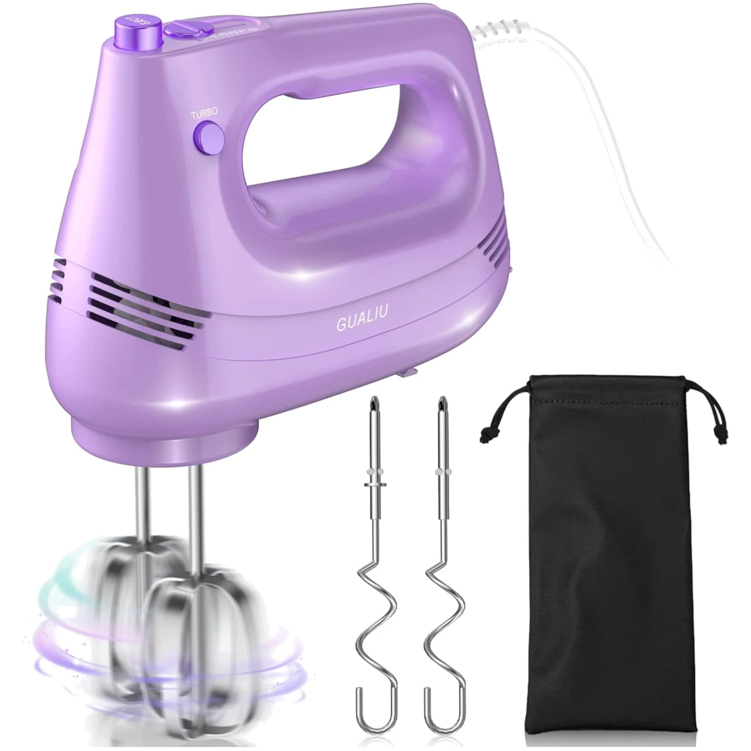 Purple Electric Hand Mixer with Stainless Steel Whisk