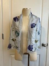 ECHO 100 Silk Oblong 51x11 Sheer Floral Roses Stripped Scarf