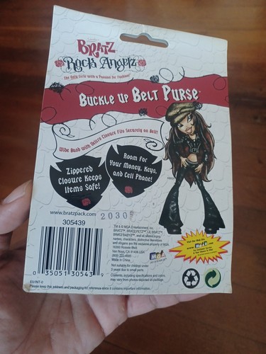 Cartera Bratz Rock Angelz 2005 cinturón con hebilla rara nueva sellada en tarjeta - Imagen 4 de 8
