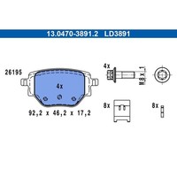 ATE 13.0470-3891.2 Bremsbelagsatz, Scheibenbremse Ceramic