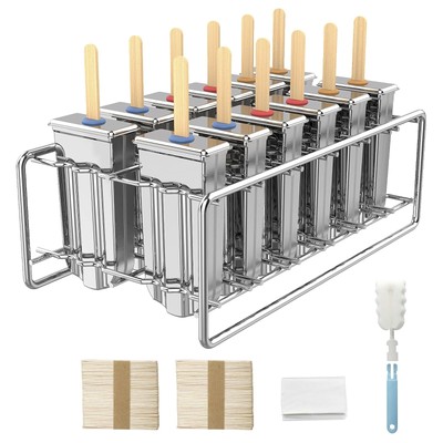 12 Pack Stainless Steel Popsicle Molds, Homemade Ice Lolly Molds with Holder,...