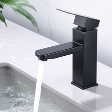 Rubinetto Miscelatore Acciaio Monocomando per Lavabo Bagno  Finitura Nero Opaco
