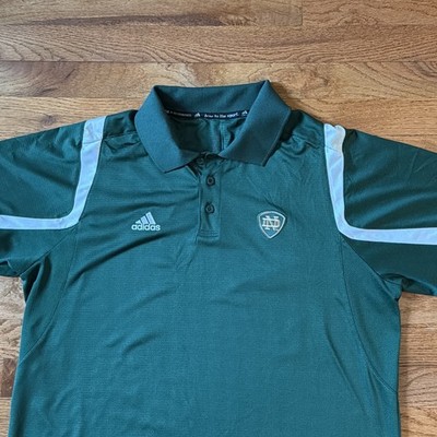 Adidas Notre Dame Shirt Mens Large Fighting Irish Logo  Green Team  Golf Polo