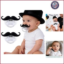 Baby Funny Pacifiers, 2Pcs Mustache Pacifiers for 0-18 Babies, Funny Mustach...
