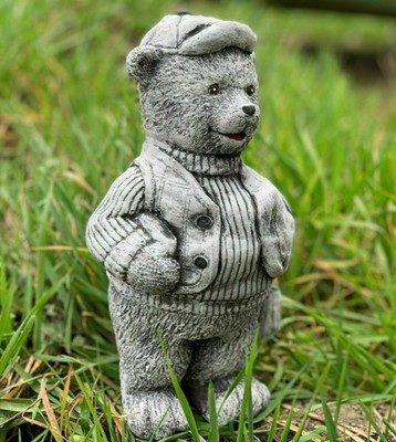 Frostfeste Steinfigur Teddy Paul Gartenfigur Steinguss Teddybär Bär