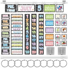 65 Pcs Composition Flip Calendar Bulletin Board Set Christmas Rainbow Flip Ca...