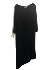 Chico's Travelers Black Dress Size 3 XL Goth Witchy 3/4Sleeves Lagenlook Slinky