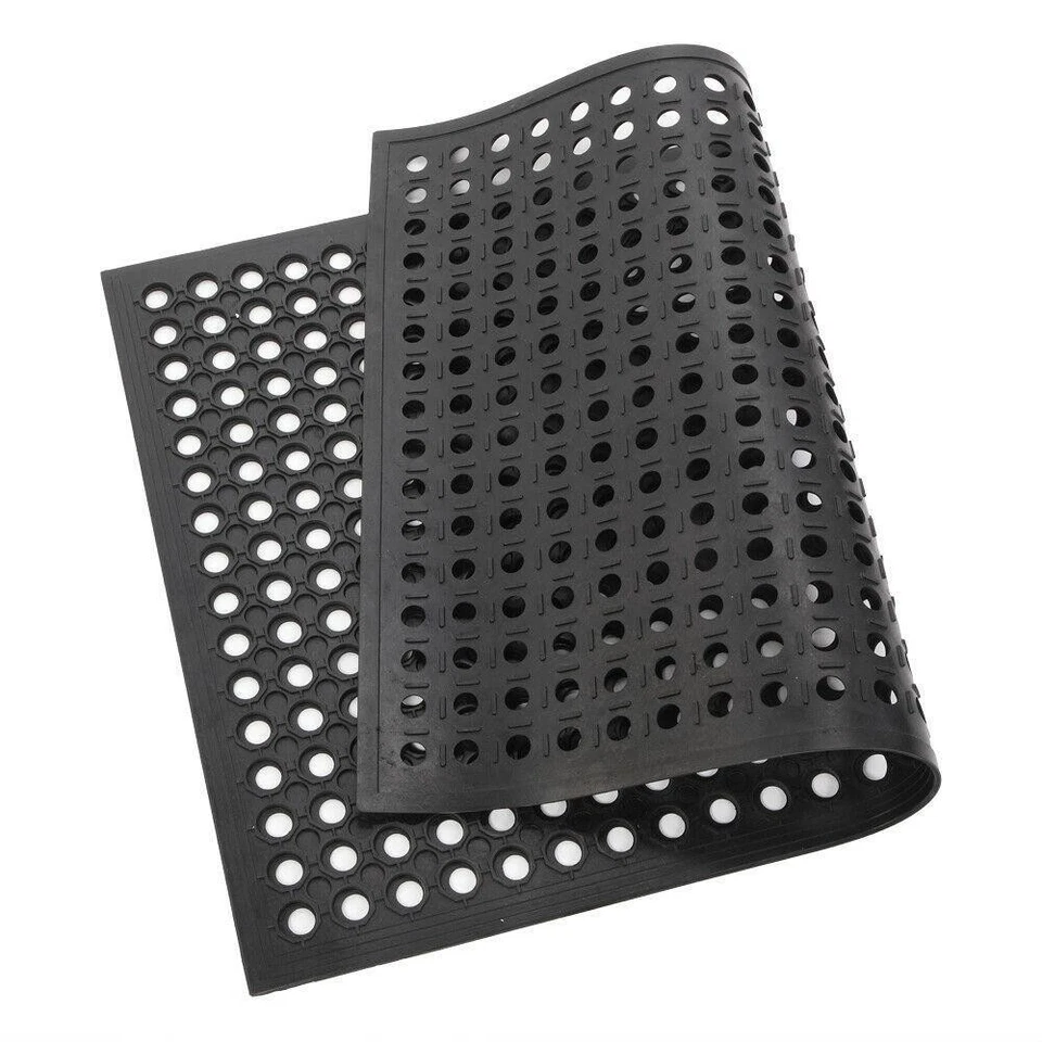 Anti-Slip Rubber Mat with Hexagon Holes for Kitchen/Bar Drainage 35 x 23 Inch