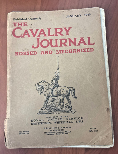 FREE SHIP! 1940 The Cavalry Journal Horsed Mechanised British Army RUSI London