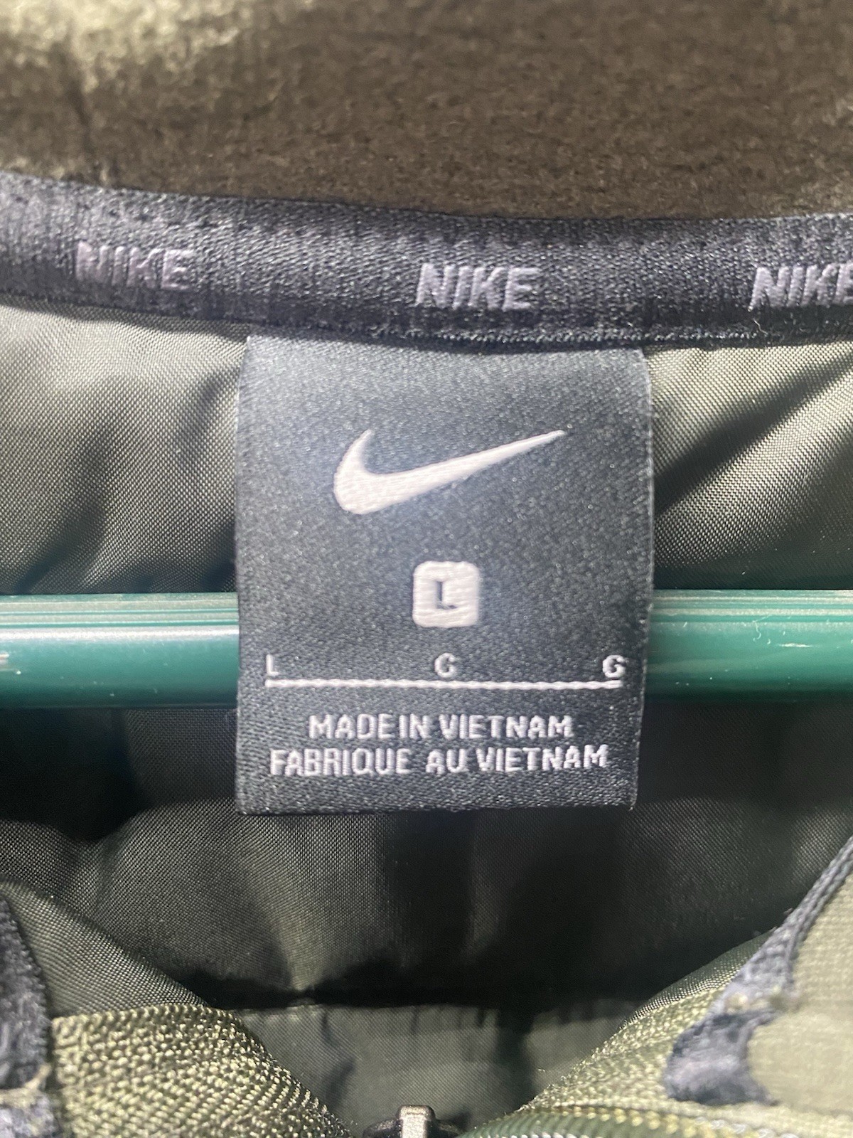 SACAI X NIKE Nike giacca con cappuccio full zip uomo taglia large verde trapuntata zip tasche RN#56323