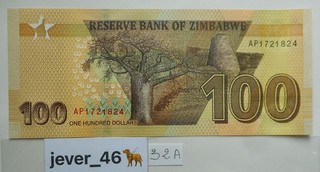 32A ZIMBABWE 1 billet 100 Dollars 2023 Neuf UNC jamais circulé