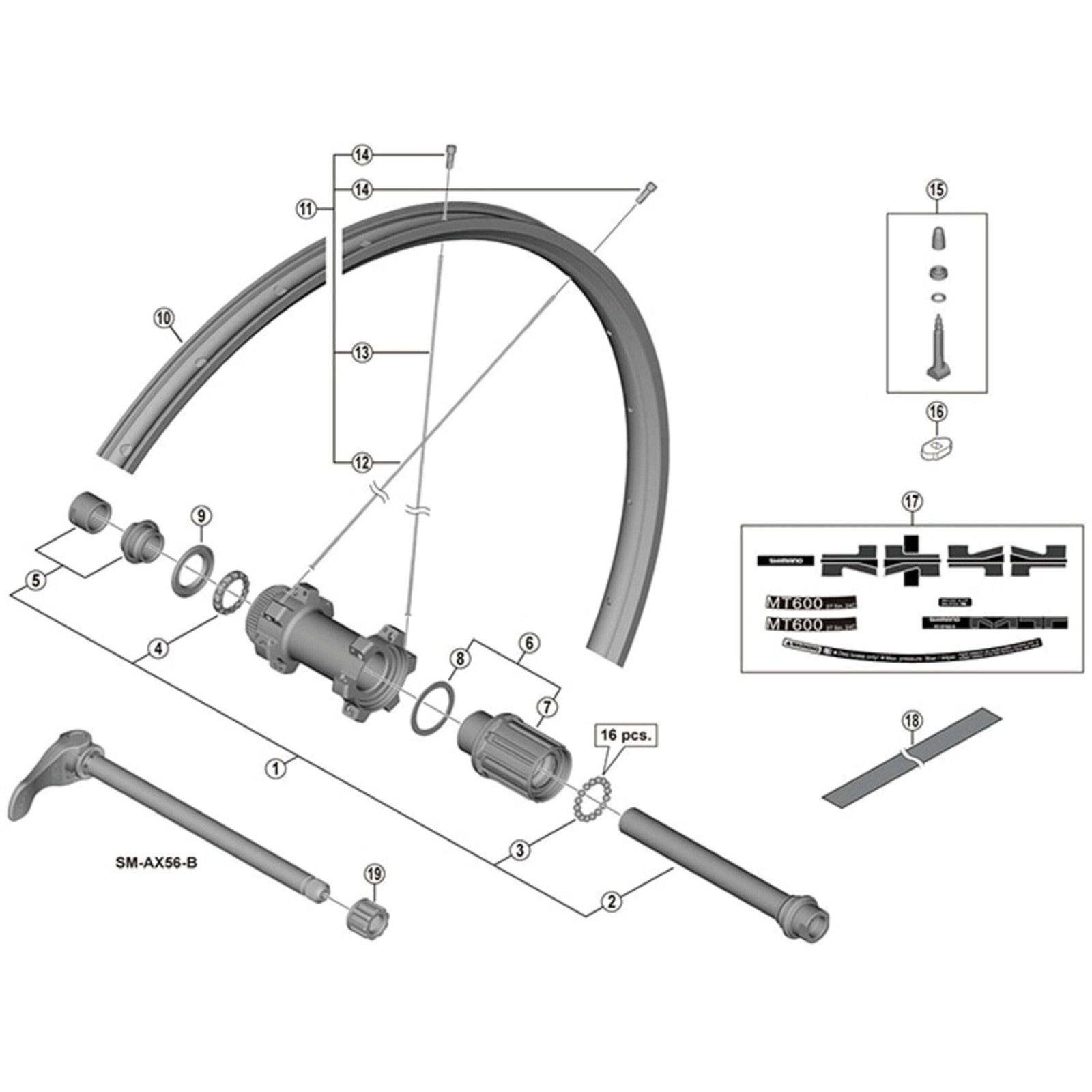 Shimano Spares WH-MT600-TL-F15-275 spoke -279 mm