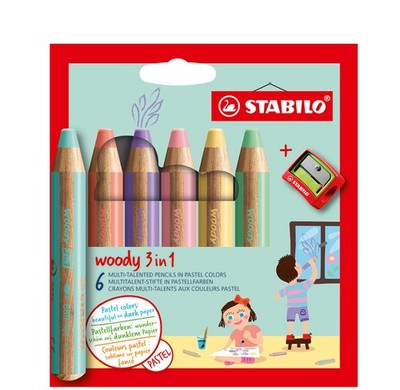 STABILO Multitalentstift woody 3 in 1 6er Etui Pastell