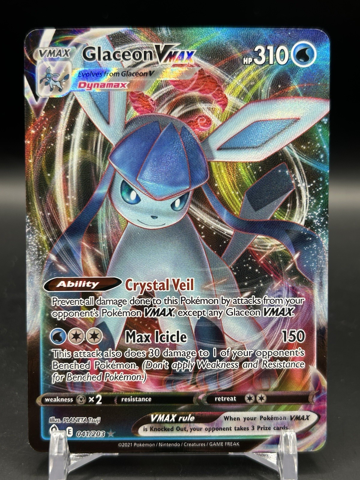 Glaceon VMAX - 041/203 - Pokemon Evolving Skies Sword Shield Ultra Rare Card NM