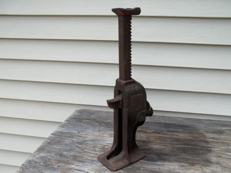 10.5"T Antique Car Jack TK Simplex No. 41 Extended 15" Works Old Tool