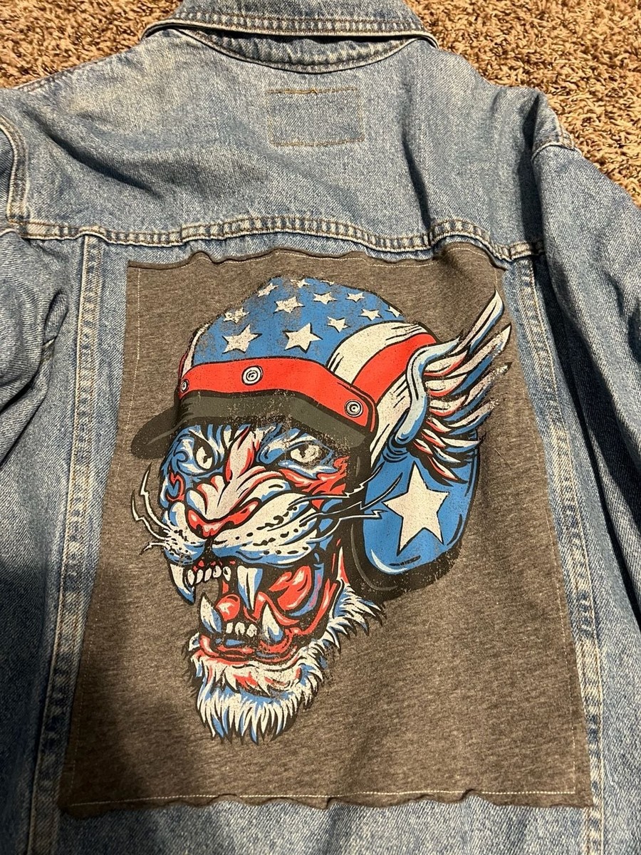 Custom Delta Burke Denim Jacket with Patriotic Brian Bucket Tiger