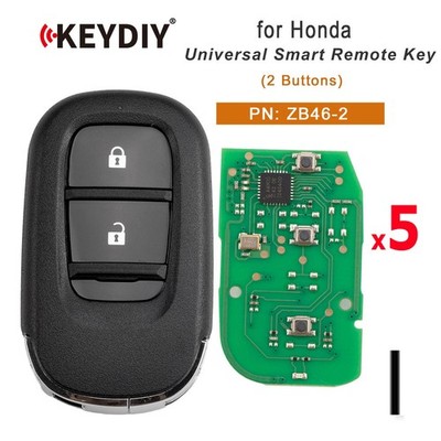 5 x KEYDIY KD ZB46-2 Fit for Honda Type Universal Smart Remote Key 2 Buttons