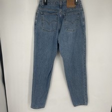Vintage 90s Levi s 550 Relaxed Tapered Denim Blue Jeans Womens 12 High Rise 32.5
