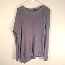 Athleta Womens Medium Gray Asymmetrical Hem Slouchy Crewneck Pullover Sweater