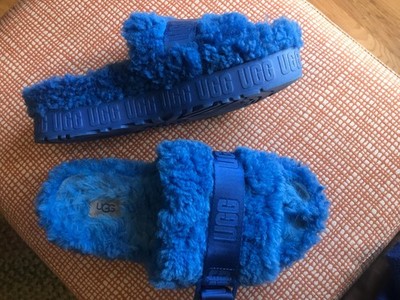 UGG BLUE FLUFFita  SHEEPSKIN FLUFF SLIDE PLATFORM SANDALS US EU 39 US 8.5-9