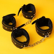 Bondage Bed Restraint Neck Collar Handcuffs Ankle Cuffs Slave Roleplay Games US