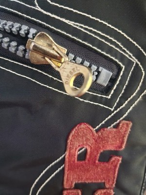 RARE Vintage Diesel Moto Pants Black Beige Red Leather Padded