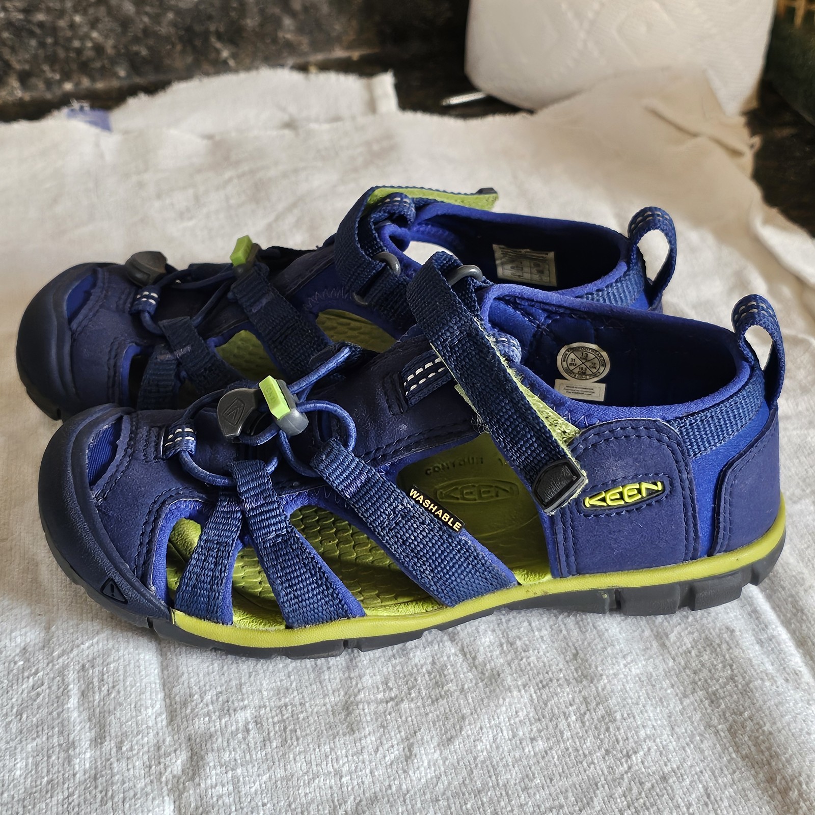 Scarpe sandalo Keen blu verde outdoor lavabili impermeabili unisex giovani taglia 13