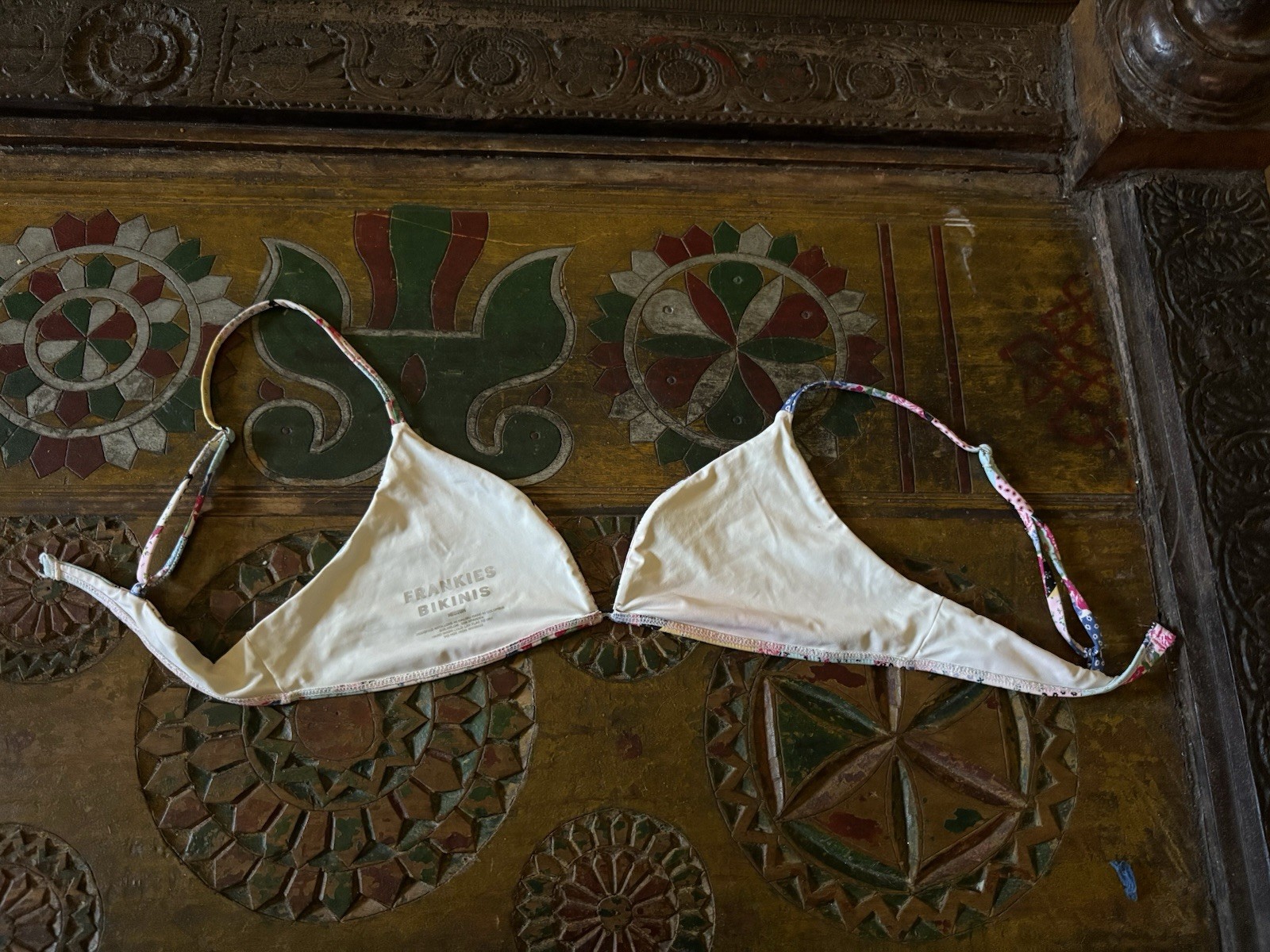 FRANKIES BIKINIS patchwork triangle bikini top sz… - image 2