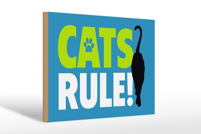 Ontrada Holzschild 20x30cm Cats Rule Katze Holz Schild