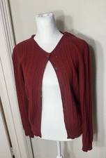 Lauren Ralph Lauren Petite P/S Cable-Knit Cotton Cashmere Red Cardigan Sweater